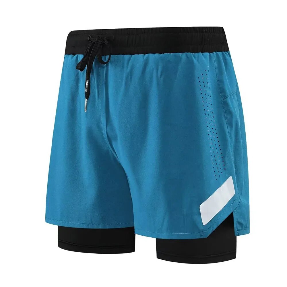 Men Summer Quick Dry Basketball Football Sports Running Shorts Blue