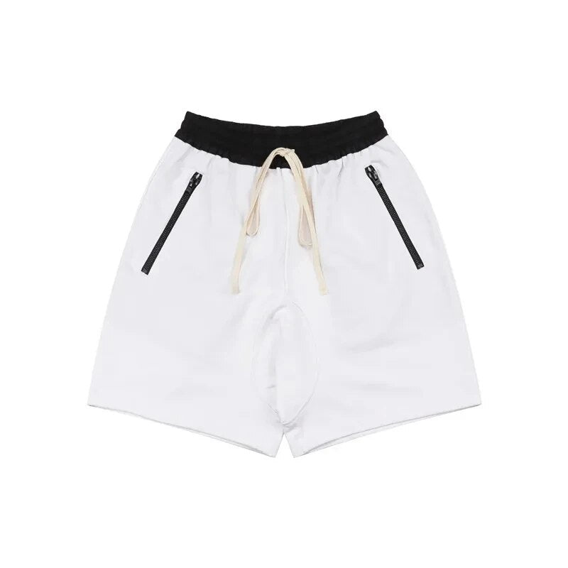 Cotton Men's Shorts Summer Fitness Sports Casual Basketball Shorts White